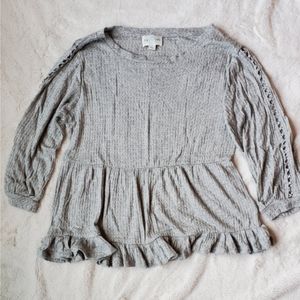 Jun & Ivy Lace-up Sleeve Peplum Blouse